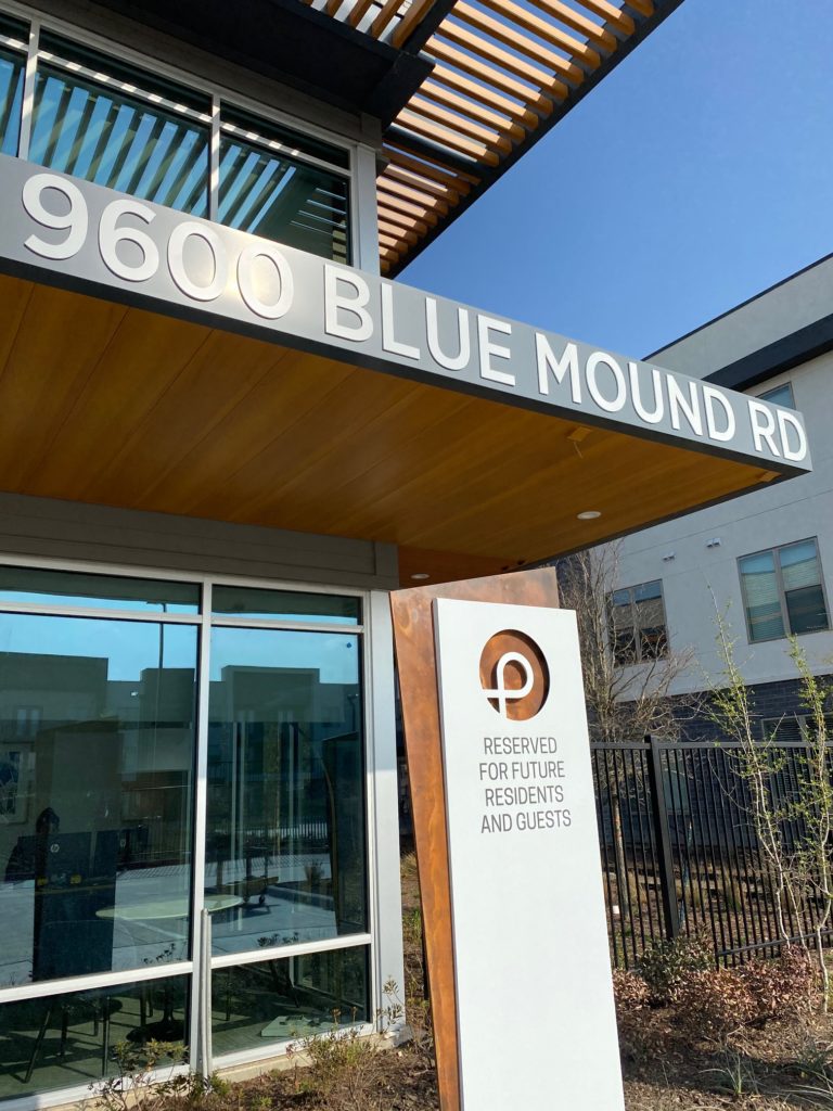 Building with address 9600 Blue Mound Road.