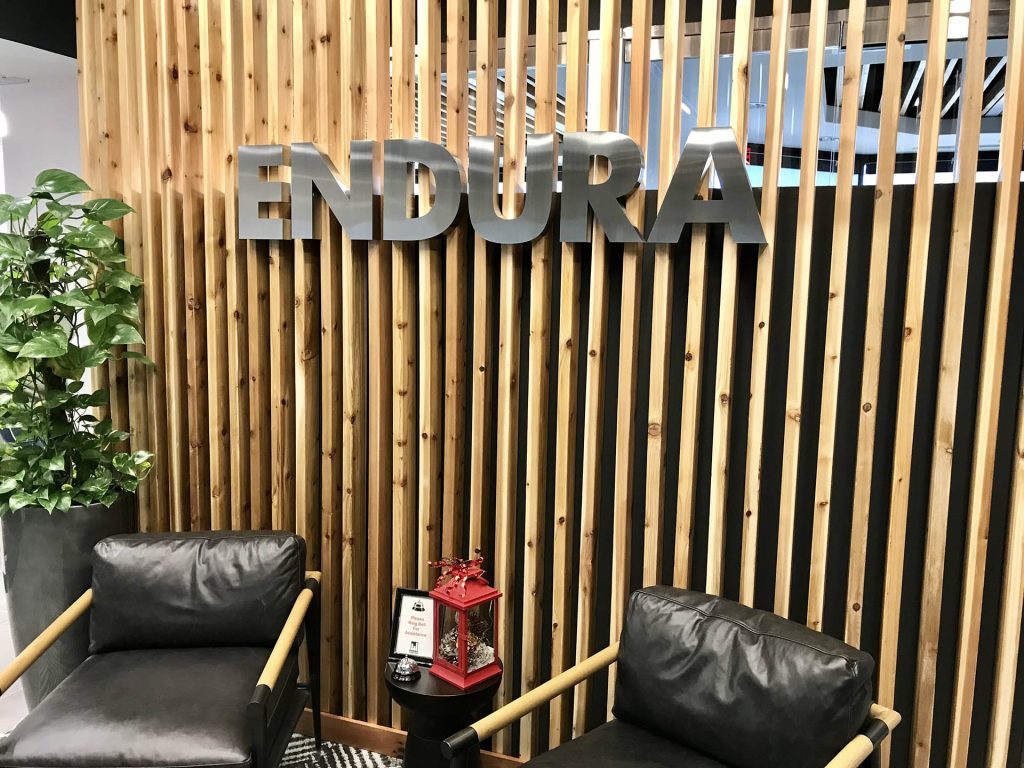 Endura office lobby with seating and decor.