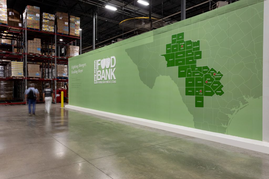 San Antonio Food Bank warehouse and service area map.
